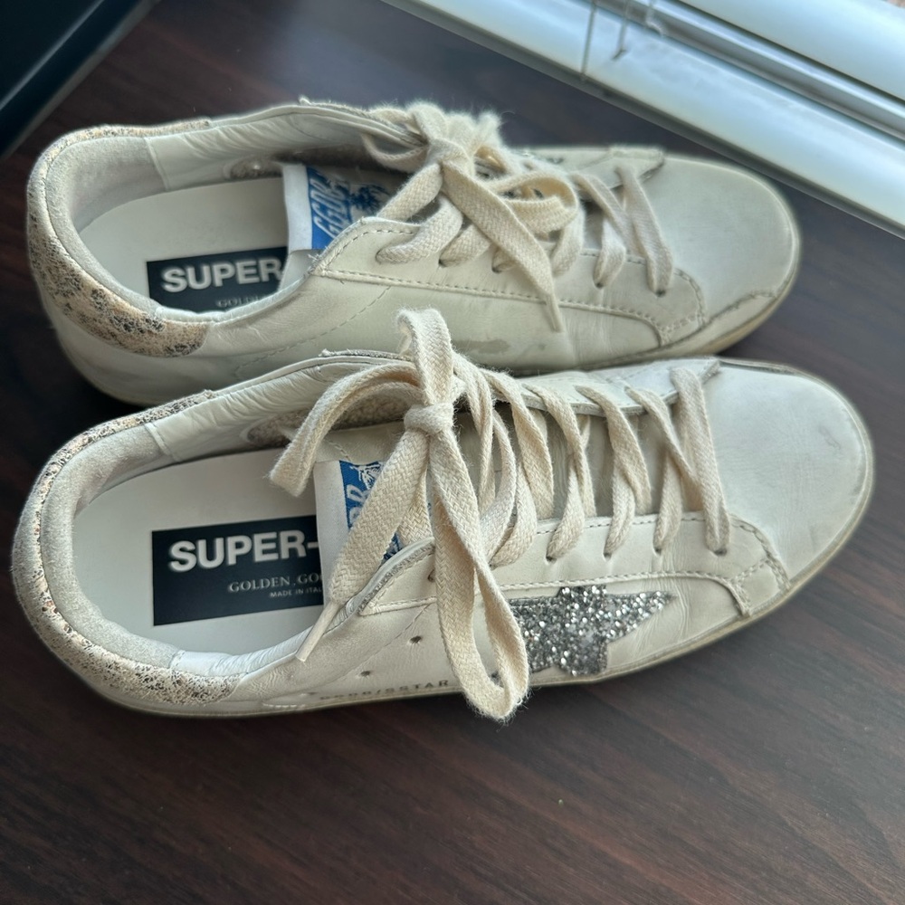 Golden Goose Women's White Sneakers with Silver Star
